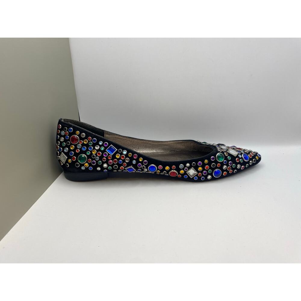 Jeffrey Campbell Ibiza Last Jeweled Flats Size 10 Black Suede - Picture 12 of 13
